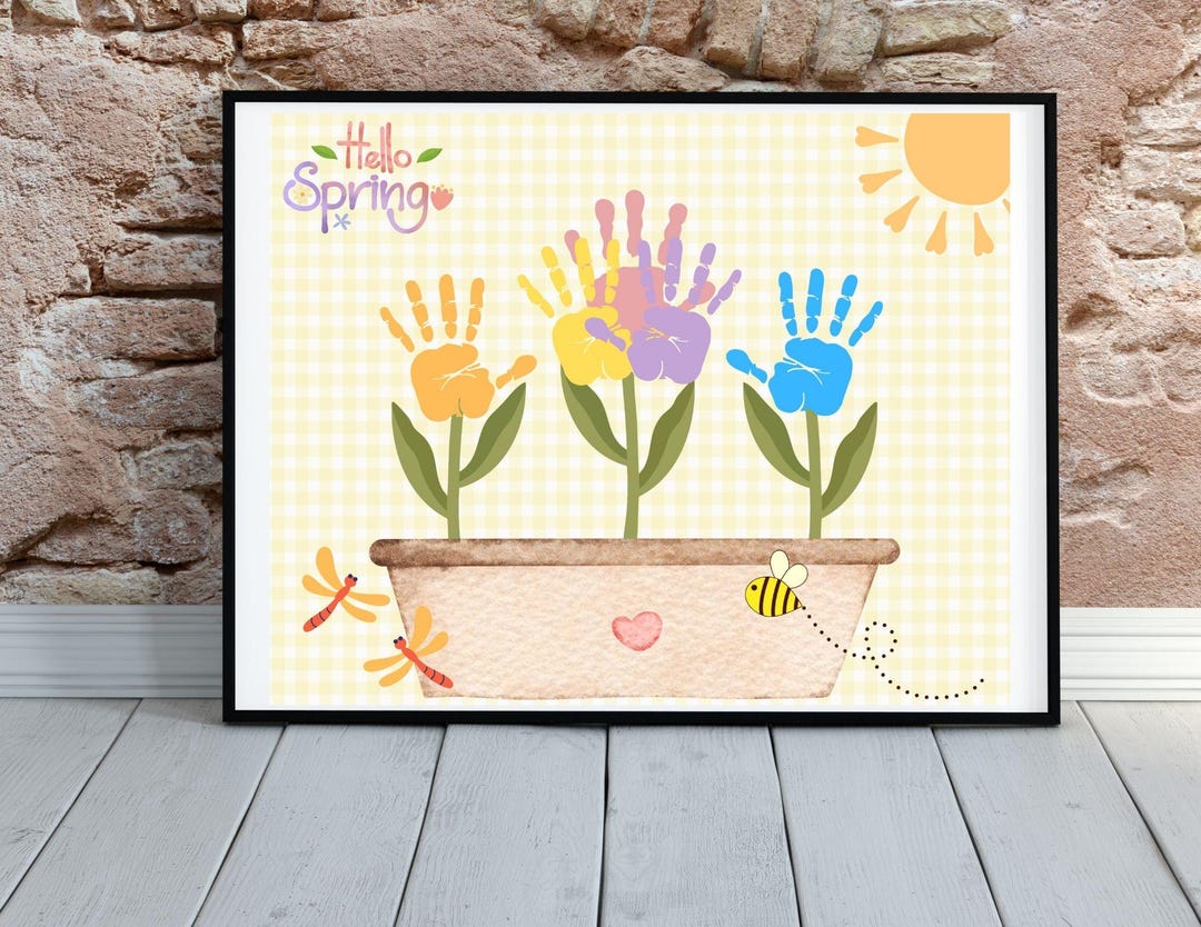 Spring Fingerprint Spring Handprint Art Template|preschool Spring Art| Easy Spring Craft ...