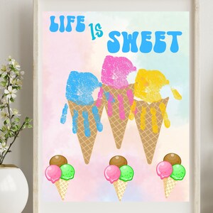 Ice Cream Handprint Art Template|Preschool Summer Art| Easy Children Craft| Preschool Handprint Craft|Preschool Fingerprint craft