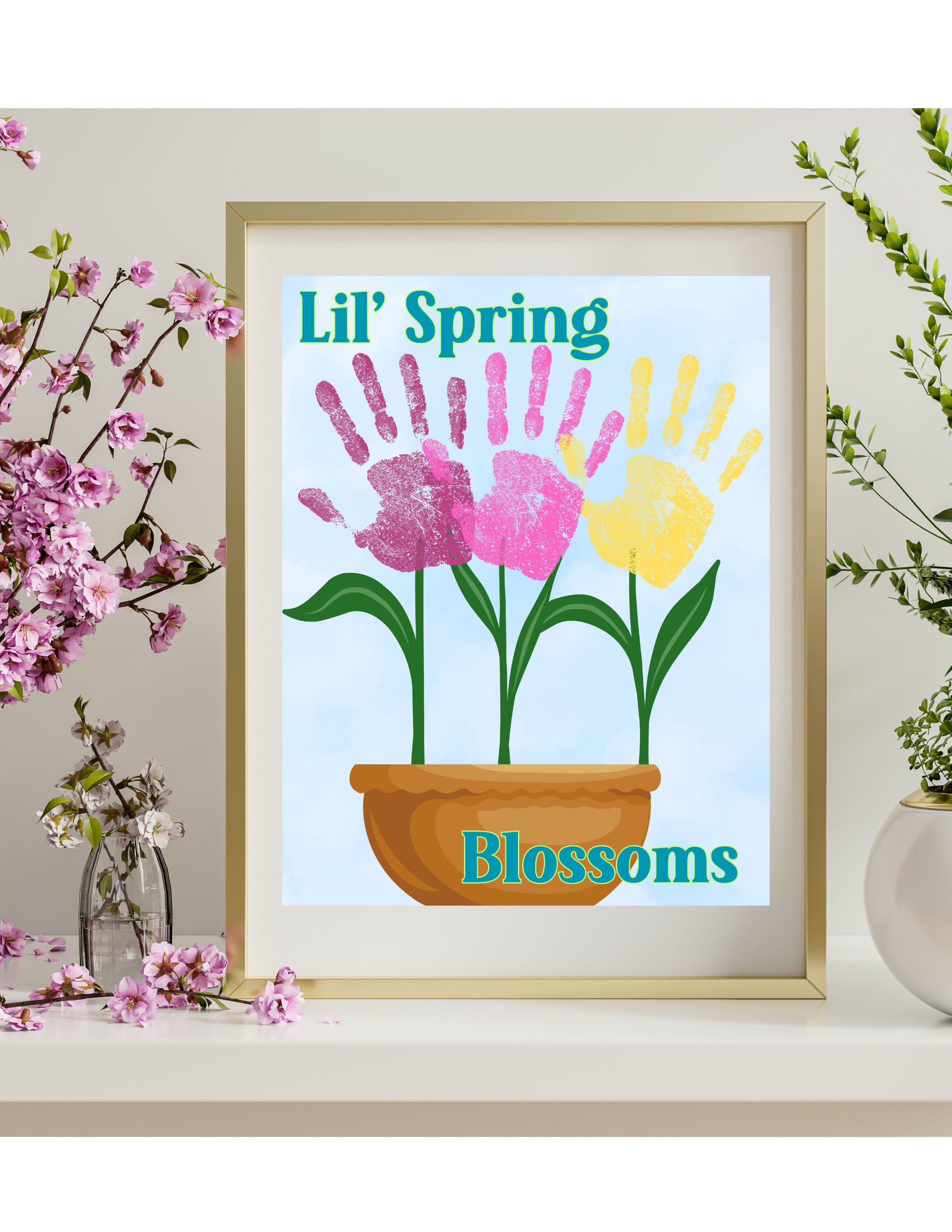 Spring Fingerprint Spring Handprint Art Template|preschool Spring Art| Easy Spring Craft ...