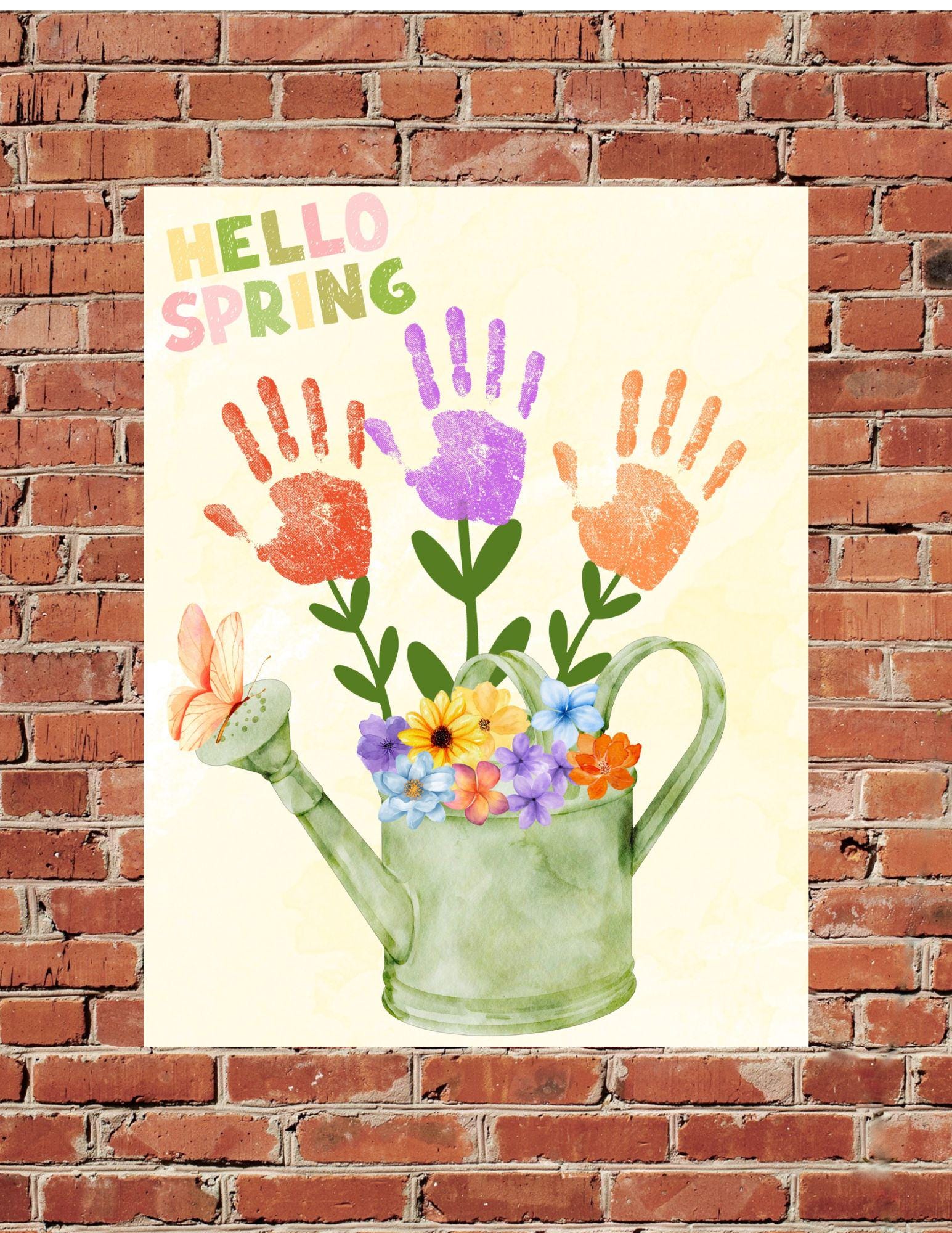 Fingerprint Worksheet Spring Spring Handprint Art Template|preschool Spring Art| Easy Spring Craft ...