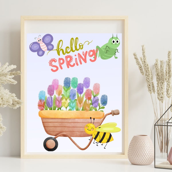 Spring Handprint Art Template|Preschool Spring Art| Easy Spring Craft| Preschool Spring Craft| Spring Fingerprint craft