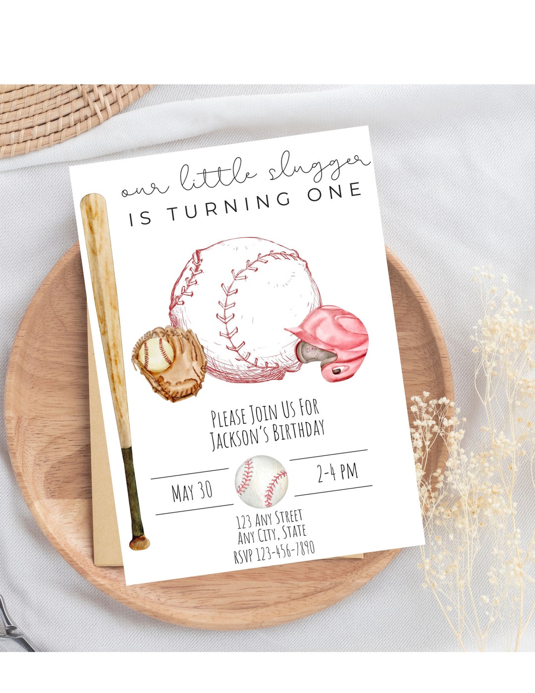 Baseball 1st Birthday Invitation Boys Party Baseball Boys Party Canva Il Ra60