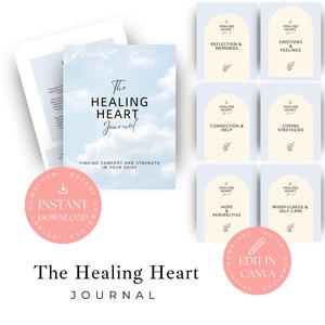 Healing grief Journal Digital Printable, Journal Prompts, death of loved one or pet, grieving health, job, home, healing, self-help, grief