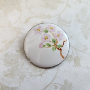 Vintage  Porcelain Ceramic Signed D.B. Clarke Silverado, Calif 1968 Cherry Blossom Costume Jewelry Brooch Pin