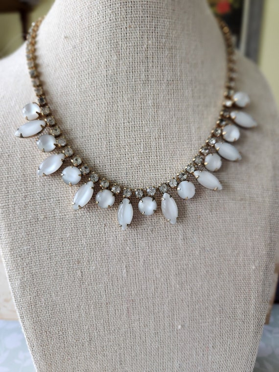 Stunning Vintage White Rhinestone Choker Necklace - image 1