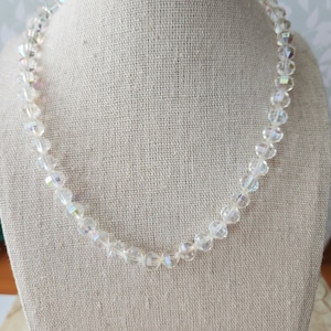 Beautiful Vintage Aurora Borealis Crystal Necklace Choker Costume Jewelry MCM
