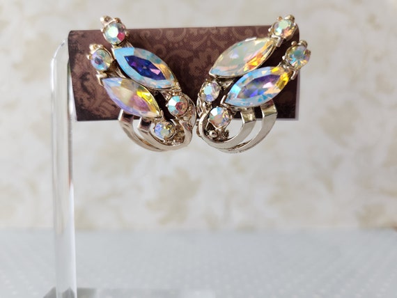 Glamorous Vintage Silver Tone Aurora Borealis Rhi… - image 2