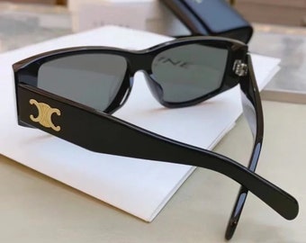 CELINE EDGE zwarte Cat Eye Eyewear zonnebril, unisex luxe zonnebril, sportzonnebril, modieuze zonnebril met zwart frame, geschenkzonnebril