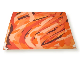 Modern Colorful Orange Rectangular Designed Placemat - Set of 2, 4, 6 and 8 - Cotton Twill - Fall Table Decor