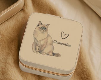 Ragdoll Cat Jewelry Box, Personalized Mini Travel Case, Pet Jewelry Holder