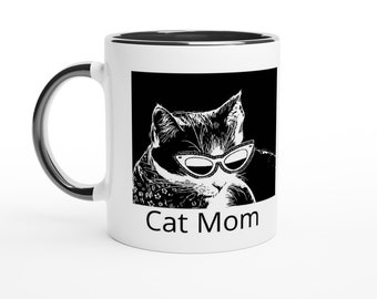 Black and White Cat Mug For Cat Mom Mug Funny Cat Coffee Mug For Cat Lover Gift - Cat Home Decor