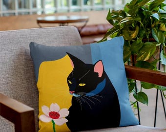 Black Cat Pillow: Dopamine Home Decor