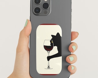 Cat Selfie Grip and Phone Stand for Wine Lovers