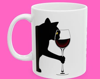 Funny Cat Wine Mug: I Need More Than Coffee - Gift for Cat Lover (11oz)