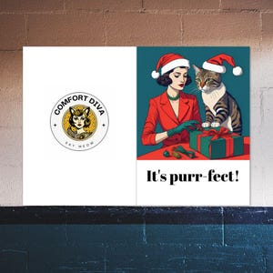 Purr-fect Christmas Cards For Cat Lovers Retro Cat Themed Cards with Vintage Look