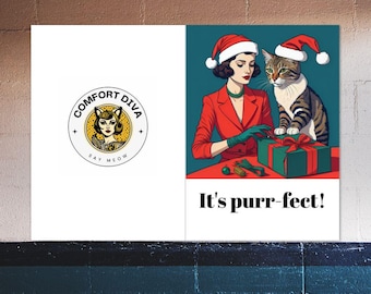 Retro Katzen Weihnachtskarten: Weihnachtsgrüße im Vintage Stil