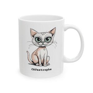 Funny Cat Mug for Co-Worker Who Loves Coffee, Funny Friend Gift, Cat Kitchen Decor, Quirky Pet Mug, Mug With Funny Cat Saying