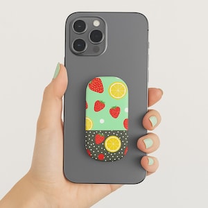 Strawberry Lemon Phone Grip: Trendy Kawaii Smartphone Stand