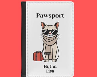 Funny Passport Cover with Cat: Personalized Travel Gift