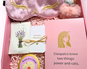 Self Care Gift Box: Catnap Theme with Candle, Mirror Cling and Sleep Mask