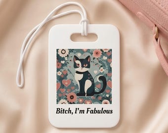 Tuxedo Cat Luggage Tag Funny Novelty Gift