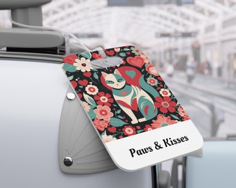 Paws & Kisses Luggage Tags, Cat Lover Travel Gift, Custom Luggage Tags, Gift for Her, Anniversary Gift, Valentines Gift, Luggage Identify