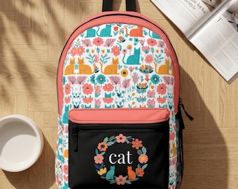 Personalized Cat Backpack for Girls, Back to School Bag