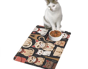 Parisian Cat - Diva Kitty Food Mat (12x18) - Cat Bowl Mat - Pet Lover Home Decor - Cat Lover Gift Ideas