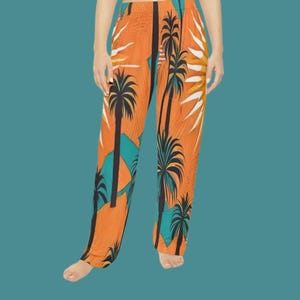 Palm Tree Pajama Pants: Tropical Hawaiian Print Lounge Wear