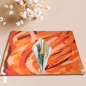 Vibrant Orange Placemat Set - Sleek Modern Design - Cotton Twill - Multiple Set Options