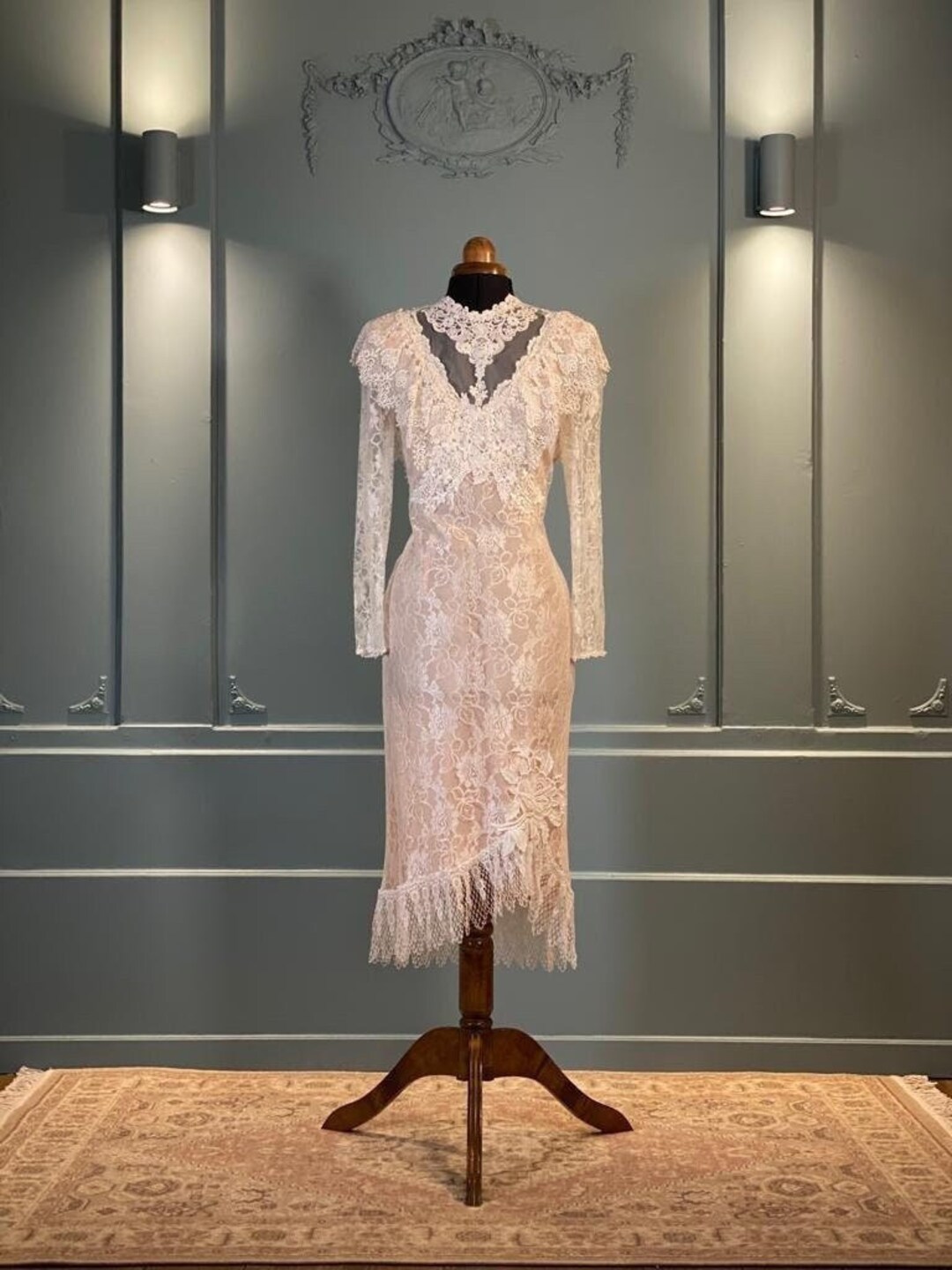 Robe Future Mariée Vrai Vintage, Beige Style Boho Et Folk, Esprit 1900,  Dentelles Et Broderies, Look Victorien, Mariage Civil, Champêtre