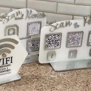 QR code sign for business acrylic, QR sign for tips, scan to pay sign, scan to follow sign, booth sign, booth set up, payment sign