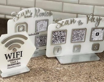 QR code sign for business acrylic, QR sign for tips, scan to pay sign, scan to follow sign, booth sign, booth set up, payment sign