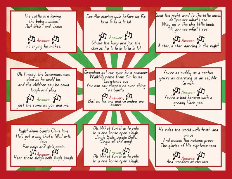 Finish the Lyric Christmas Printable - Etsy