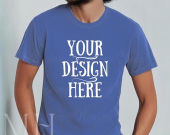 Comfort Colors Periwinkle T-Shirt Mockup | C1717 Men's Mockup (JPG)