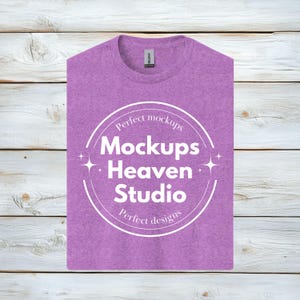 Gildan 5000 Heather Radiant Orchid T-Shirt Mockup | Boho Unisex Tee (Digital Download) image 1