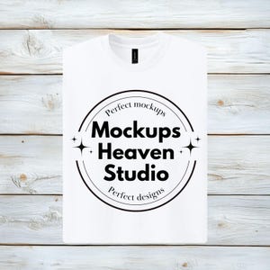 Gildan 5000 White T-Shirt Mockup | G500 Flat Lay Folded T-Shirt Mockup | Boho Minimalist Unisex Tee Mockup | Digital Download JPG