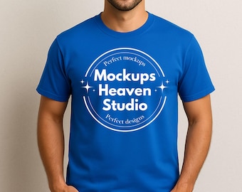 Maqueta de camiseta azul rey / Camiseta unisex Gildan 64000 (Descarga digital)
