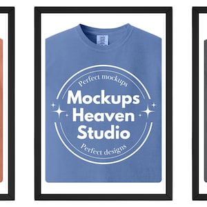 Comfort Colors 1717 Periwinkle T-Shirt Mockup | Flat Lay Folded T-Shirt Mockup | Boho Minimalist Unisex Tee Mockup | Digital Download JPG