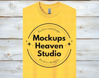 T-shirt Gildan 5000 Daisy Yellow Mockup / T-shirt unisex con disposizione piatta (download digitale JPG)