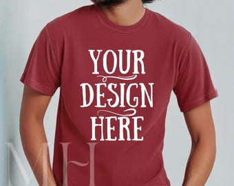 Comfort Colors Chili T-Shirt Mockup | C1717 Men's Mock-up (Digital Download)