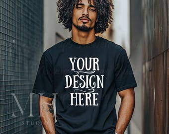 Comfort Colors Black T-Shirt Mockup | Urban Streetwear (Digital Download)
