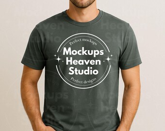 Mockup Gildan 64000 houtskoolgrijs T-shirt | Uniseks T-shirt (digitale download JPG)