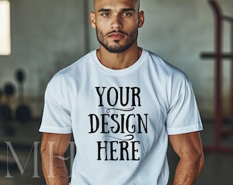 Bella Canvas 3001 wit T-shirtmodel | Sportschoolmodel voor heren (digitale download)