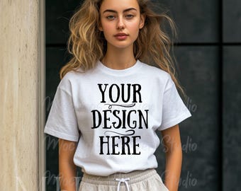 Koszulka Comfort Colors White T-Shirt Mockup | Urban Streetwear (pobranie cyfrowe)