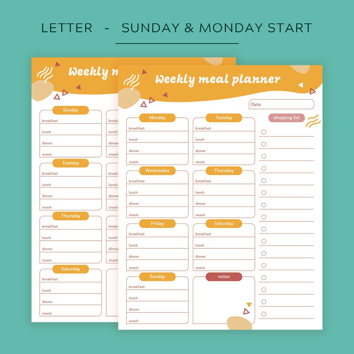 Printable Weekly Meal Planner | Shopping List | Menu Planner | A4 ...