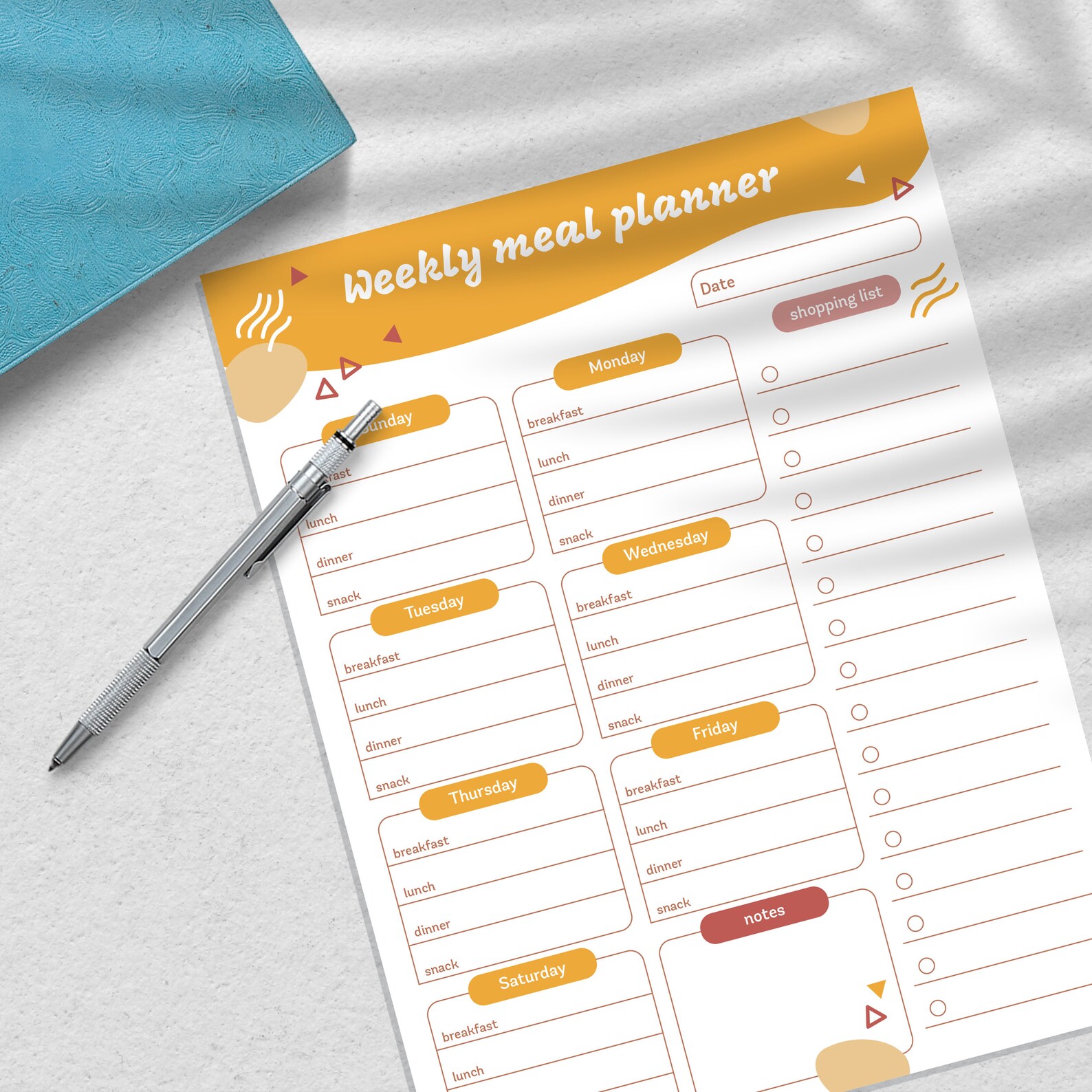 Printable Weekly Meal Planner | Shopping List | Menu Planner | A4 ...