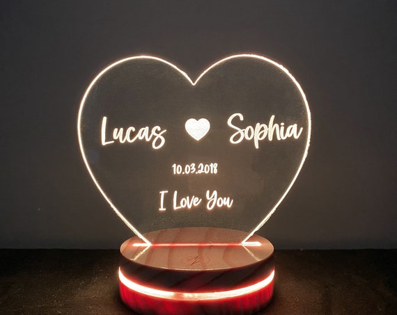 Personalized Night Light, Valentines Day Gift, Boyfriend Gift, Couples  Gift