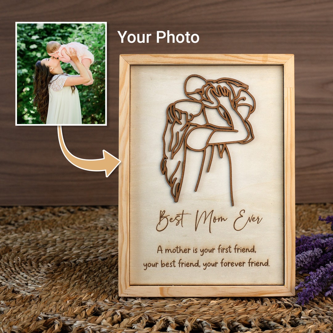 Custom Portrait From Photo Framed Art, Custom Engraved Wood Picture