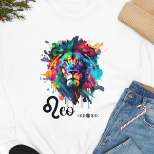 Leo Zodiac Sign Sweatshirt: Colorful Astrology Gift